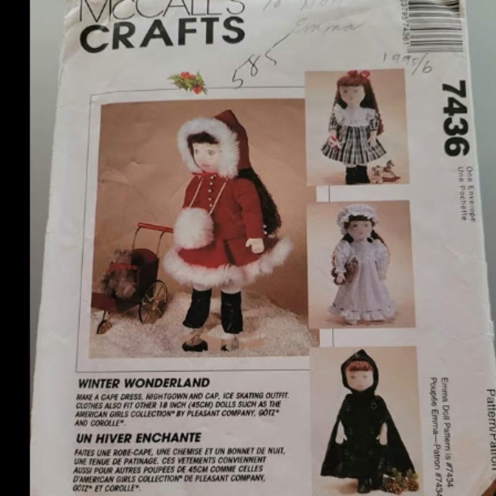 McCall's 7436 Winter Wonderland Wardrobe Pattern for 18" Dolls